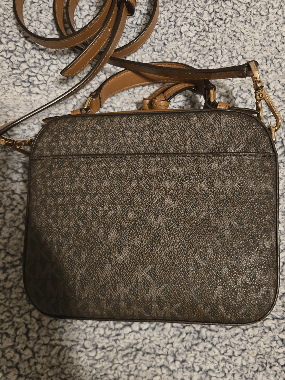 Michael Kors Dark Brown MK Logo Messenger Bag with Gold Hardware